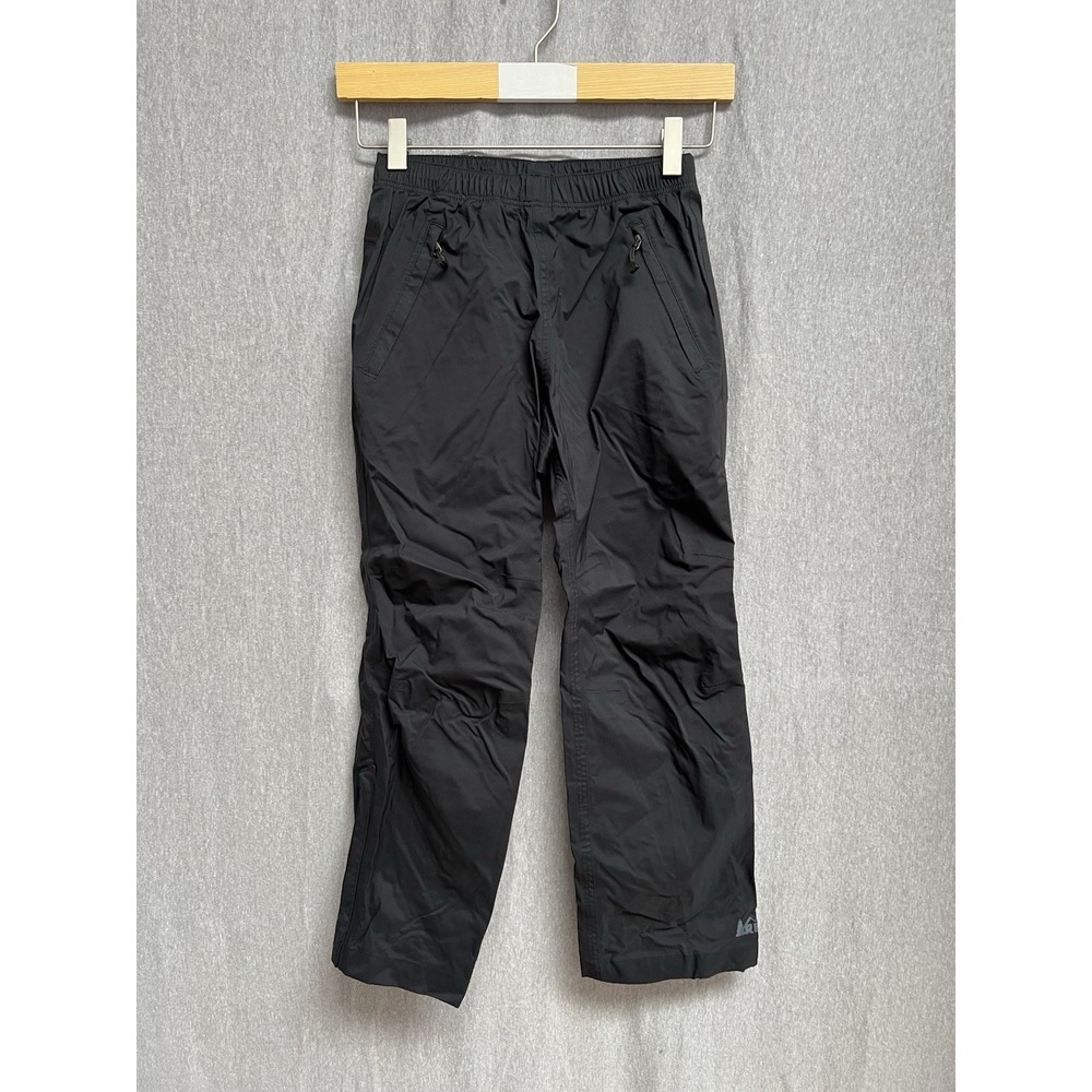 REI Rain Pants Kids Sz S(8) Black Waterproof Hiking Outdoor Shell Trail
